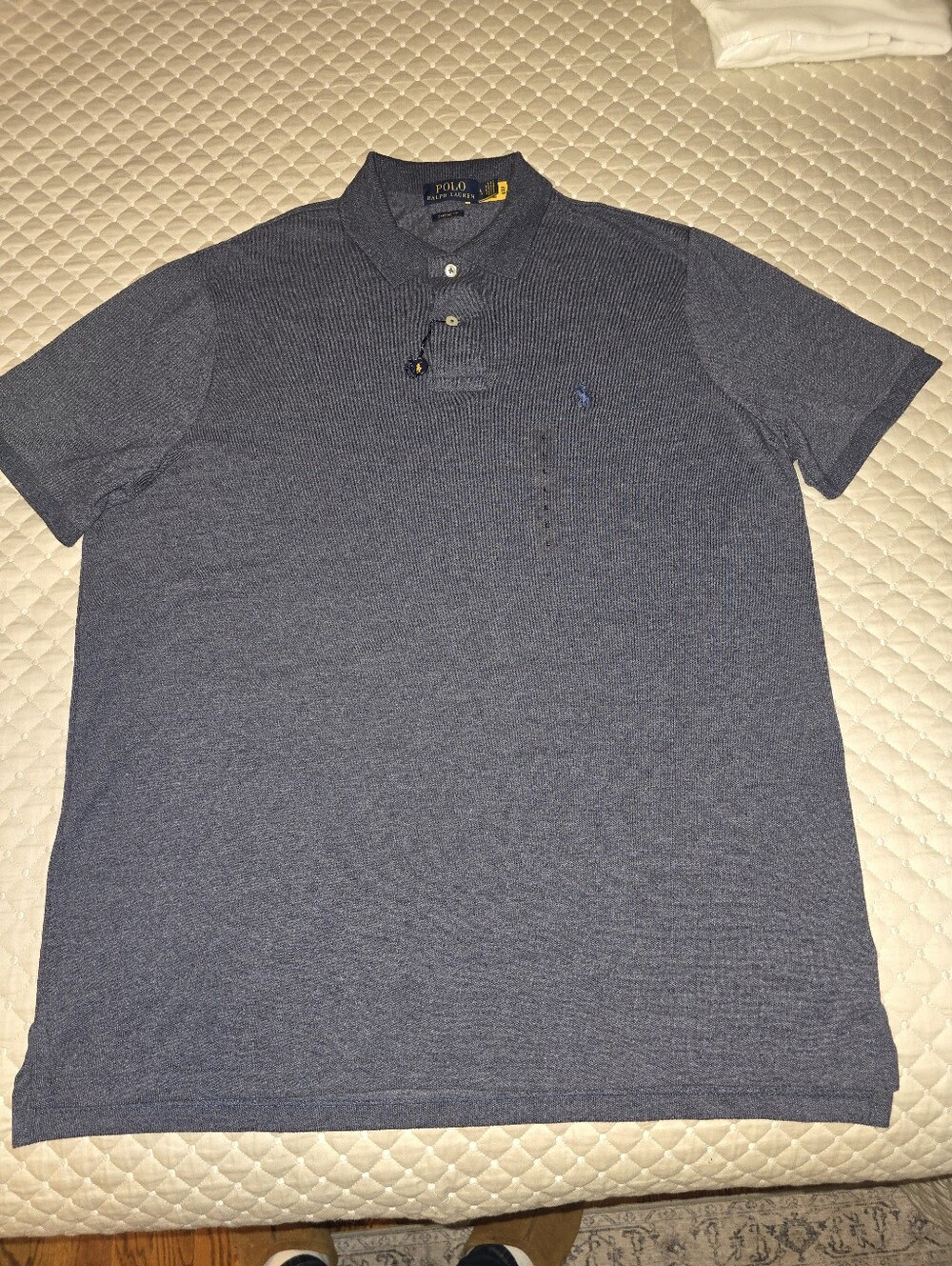 Lg - Ralph Lauren Men's Short Sleeve Polo - Navy Heather (NEW) $115 Retail